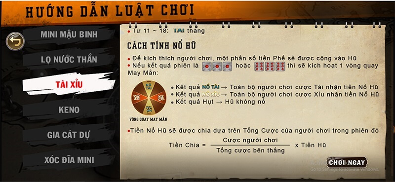 luat choi tai xiu b52