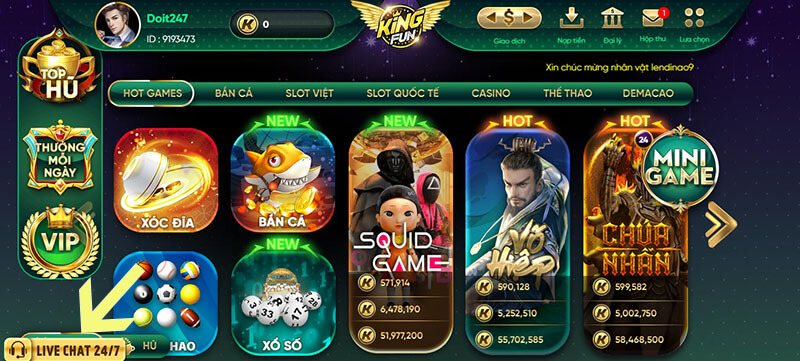 tài xỉu king fun cskh