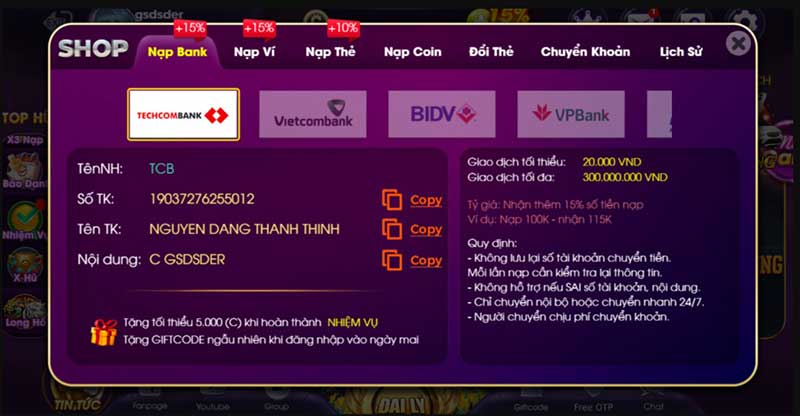 rút tiền choang vip