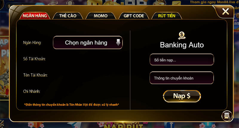 nạp tiền mon88 live