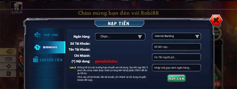 nạp tiền Babi88 Net