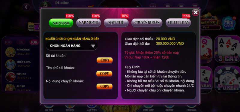 nạp tiền G68 Vin