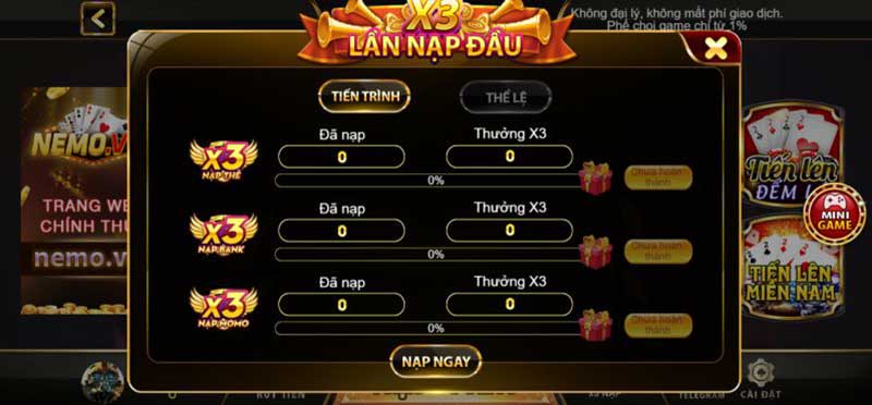 khuyến mãi nạp tiền Nemo Vin