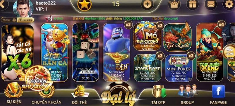 Giao diện của Sao Club