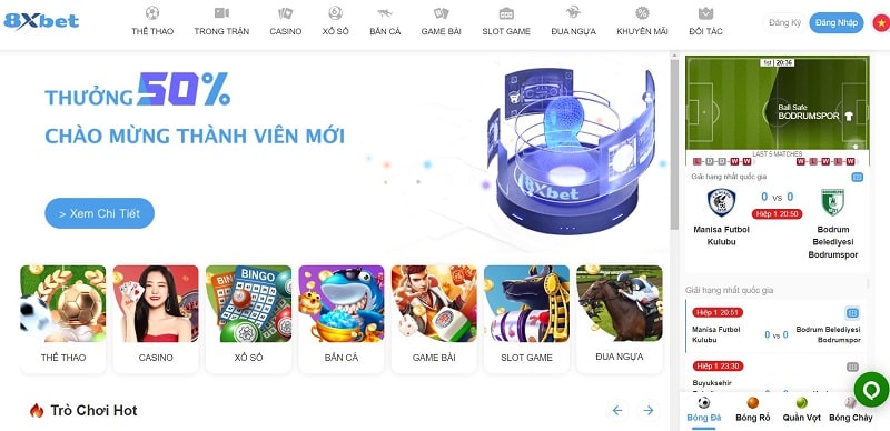 8XBET có giao diện đẹp 