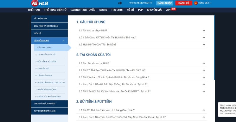 FAQ- Cổng giải trí HL8