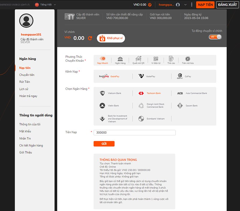 Hướng dẫn chi tiết cách nạp tiền vào tài xỉu