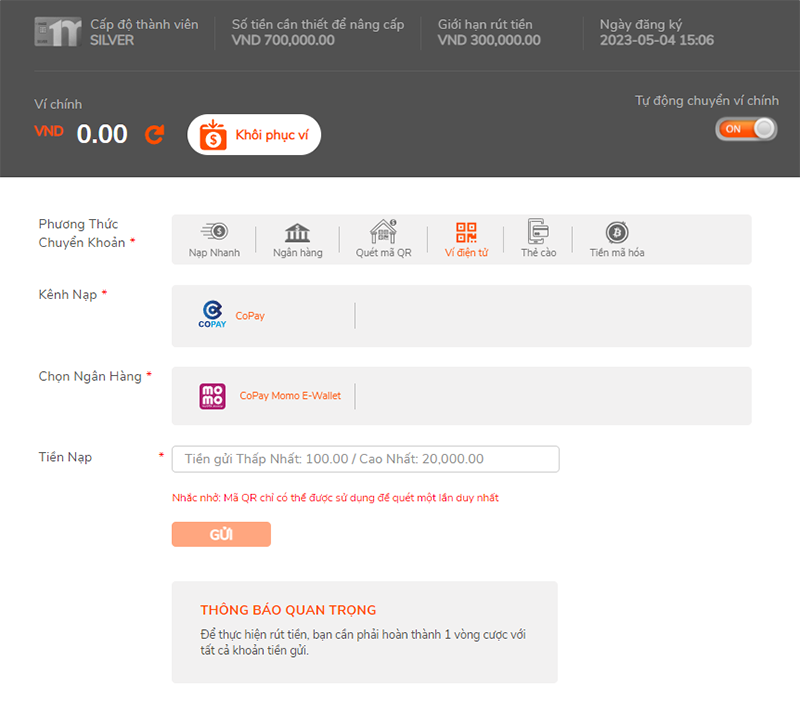 Nhà cái uy tín thường có nhiều phương thức nạp, rút tiền tài xỉu cho người chơi lựa chọn.