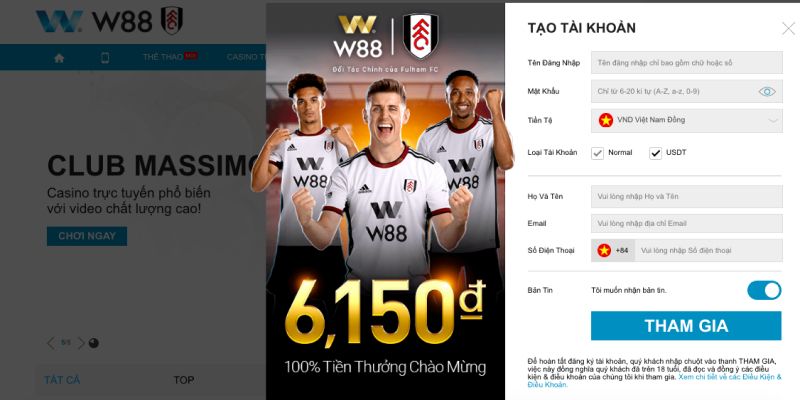 Hướng dẫn đăng ký W88