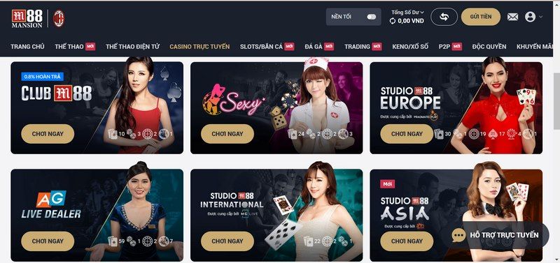 Tại nhà cái M88 cung cấp cho người chơi nhiều sảnh game chất lượng